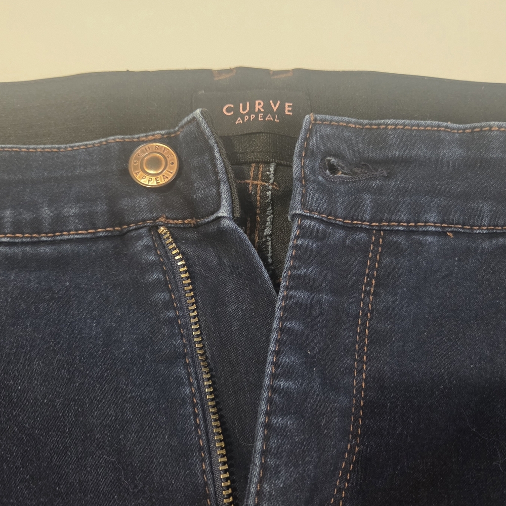 Curve Appeal Size 16 Straight Leg Ladies Dark Blue Jeans NEW